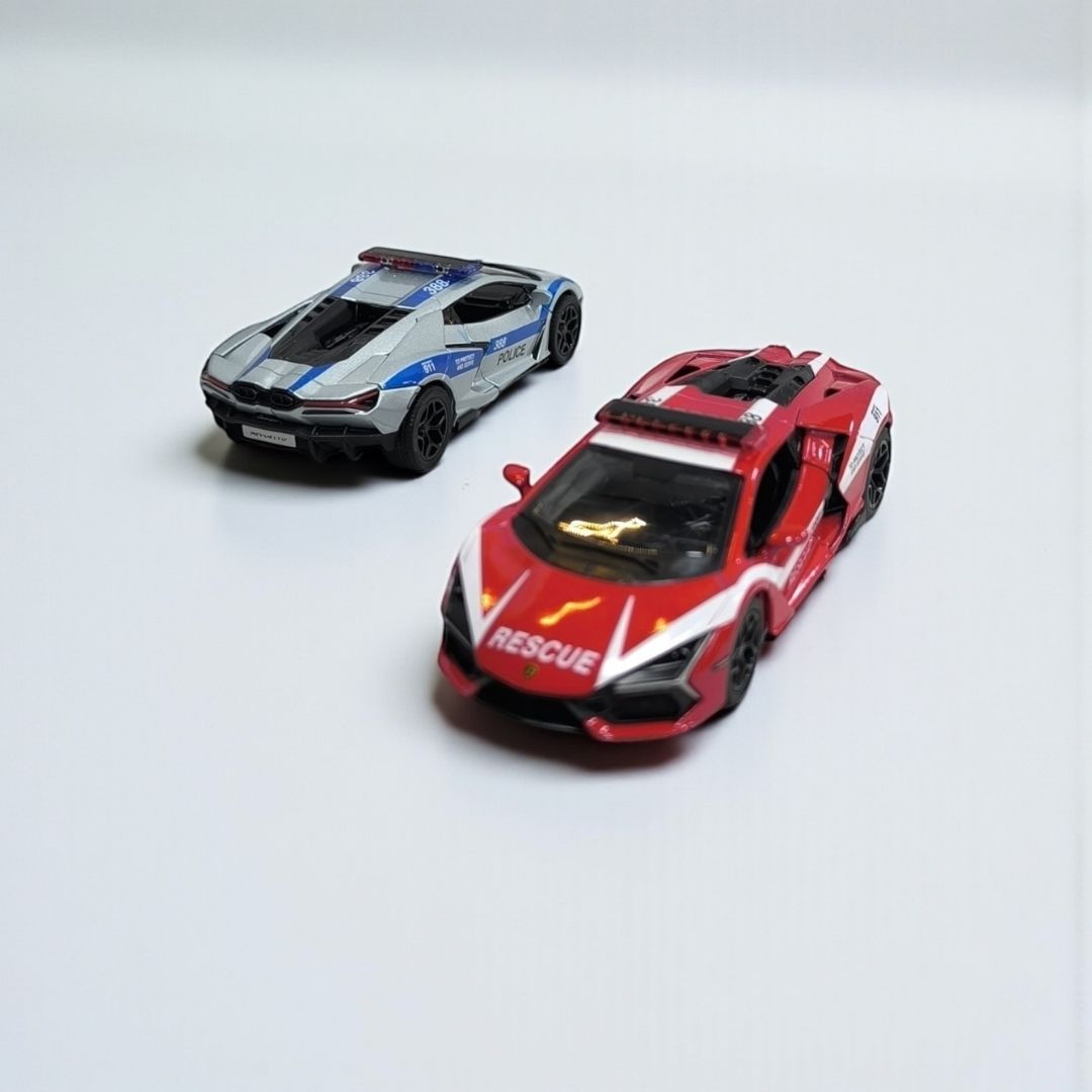 Lamborghini Revuelto Policía y Bomberos 1:32 – Edición de Colección en Metal | Superauto de Rescate
