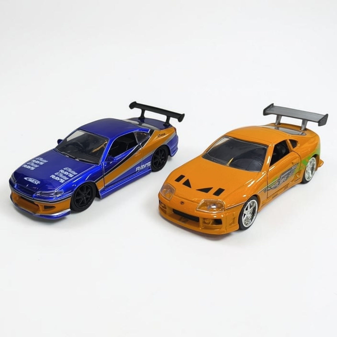 Combo Nissan Silvia y Toyota Supra 1:32 Jada Rápidos y Furiosos | Autos a Escala de Colección