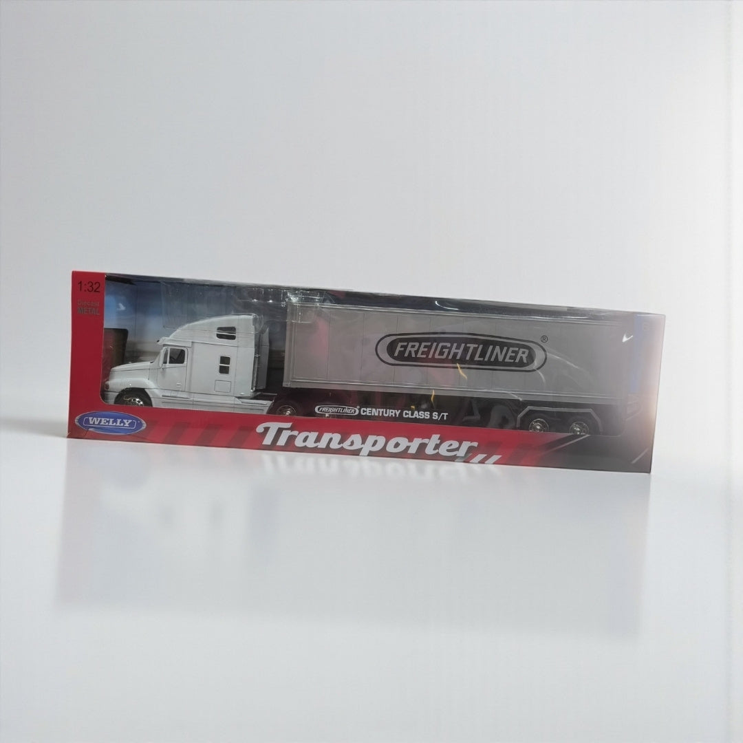 Freightliner Columbia 1:32 con Tráiler Blanco – Camión Clásico de Carga en Edición Premium
