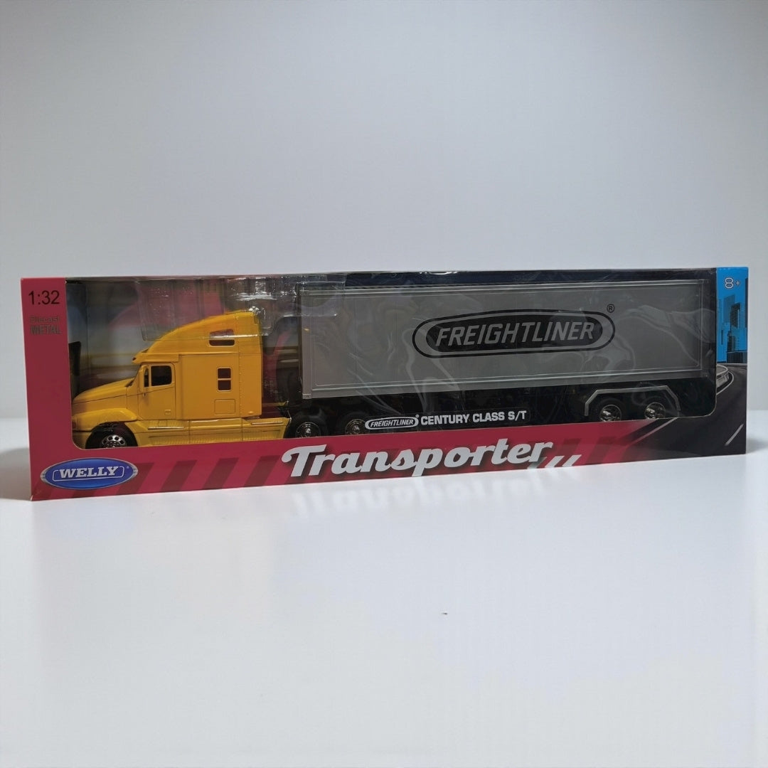 Freightliner Columbia 1:32 con Contenedor – Modelo de Colección en Metal (Amarillo)