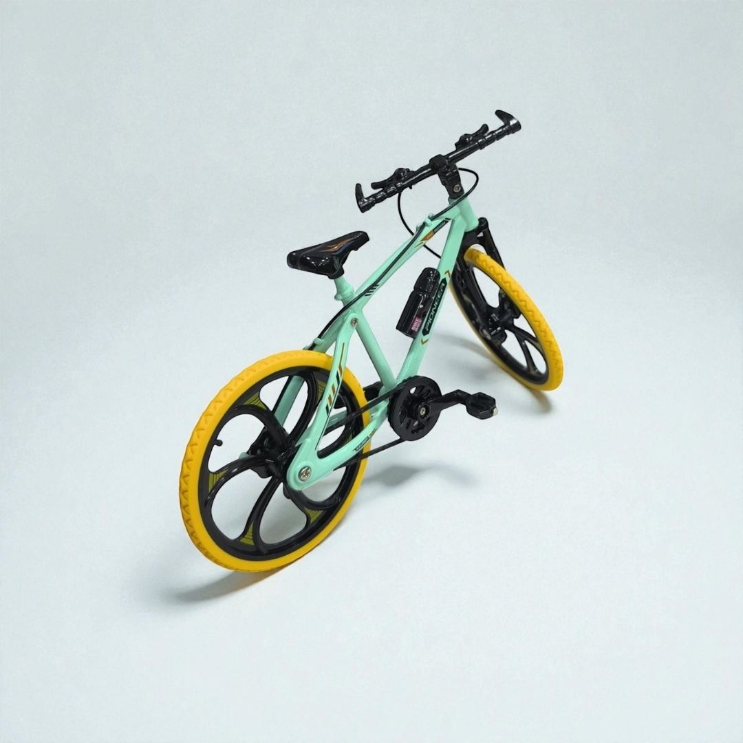Bicicleta de Colección – Modelo Deportivo en Metal con Llantas Amarillas | Detalle Premium para Exhibición