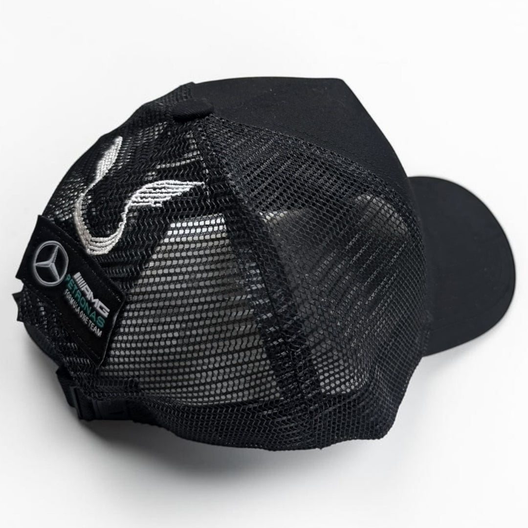 Gorra Mercedes AMG Petronas Negra con Malla | Gorra Trucker Fórmula 1 Ajustable
