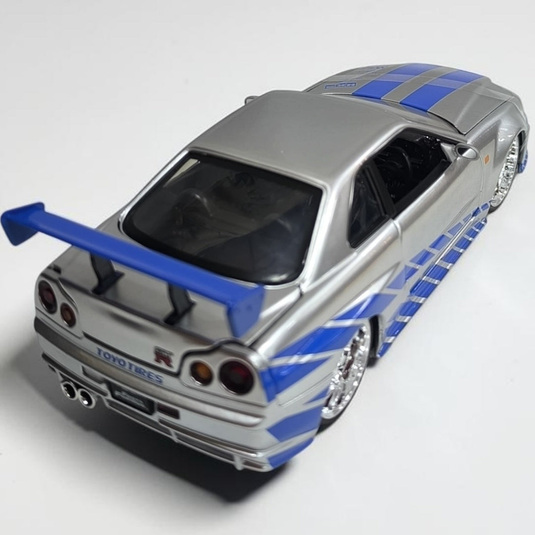 Nissan Skyline GT-R R34 Rápidos y Furiosos 1:24 Jada | Auto a Escala de Colección