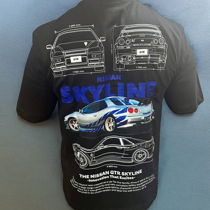 Camiseta Negra Nissan Skyline - ¡Estilo Legendario y Pasión por la Velocidad!