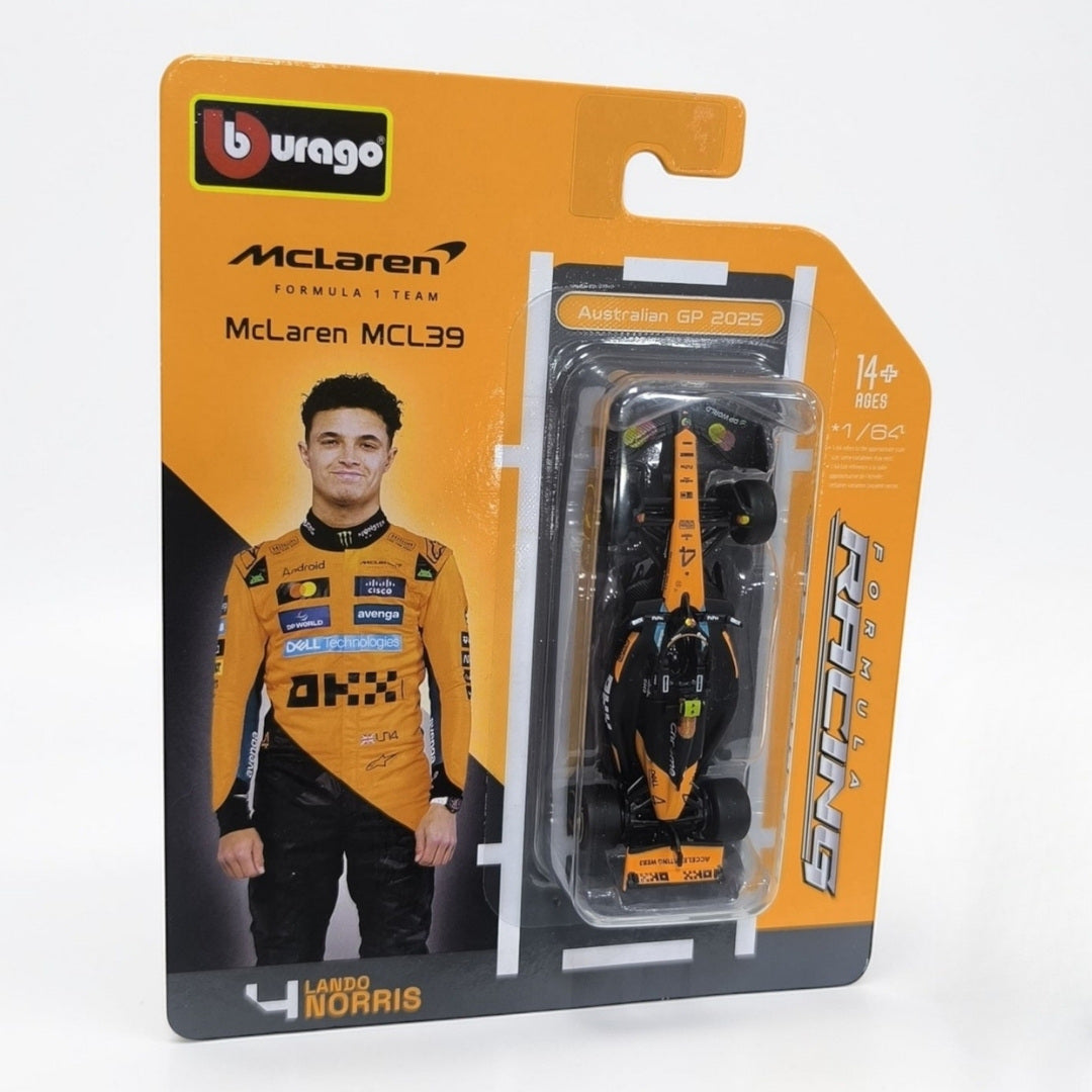 McLaren MCL39 #4 Lando Norris 1:64 Bburago – Auto Fórmula 1 de Colección
