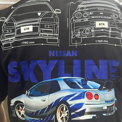 Camiseta Negra Nissan Skyline - ¡Estilo Legendario y Pasión por la Velocidad!