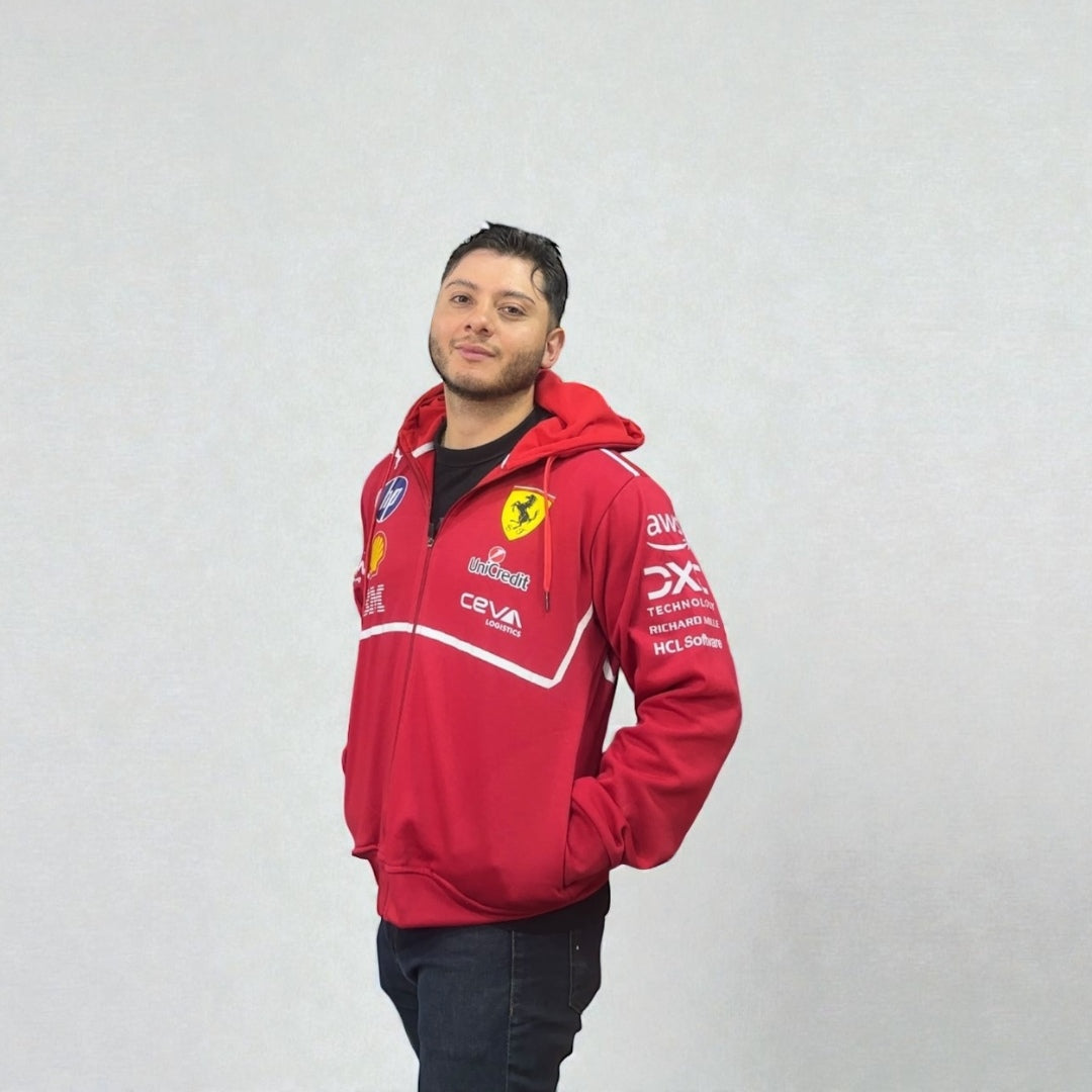 Chaqueta Ferrari Roja – Estilo Racing Oficial | Elegancia y Pasión por la Velocidad