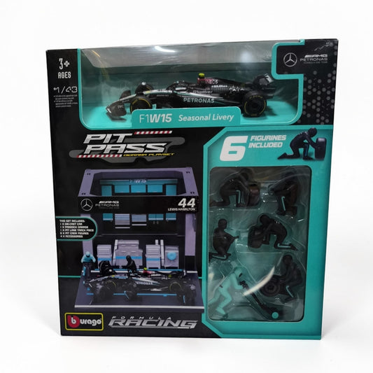 Set Armable Bburago Pit Pass Mercedes F1 W15 #44 Escala 1:43 – Set Fórmula 1 de Colección