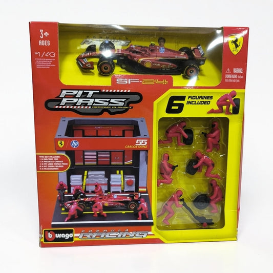 Set Armable Bburago Ferrari F1 #55 Escala 1:43 – Pit Stop Fórmula 1 de Colección