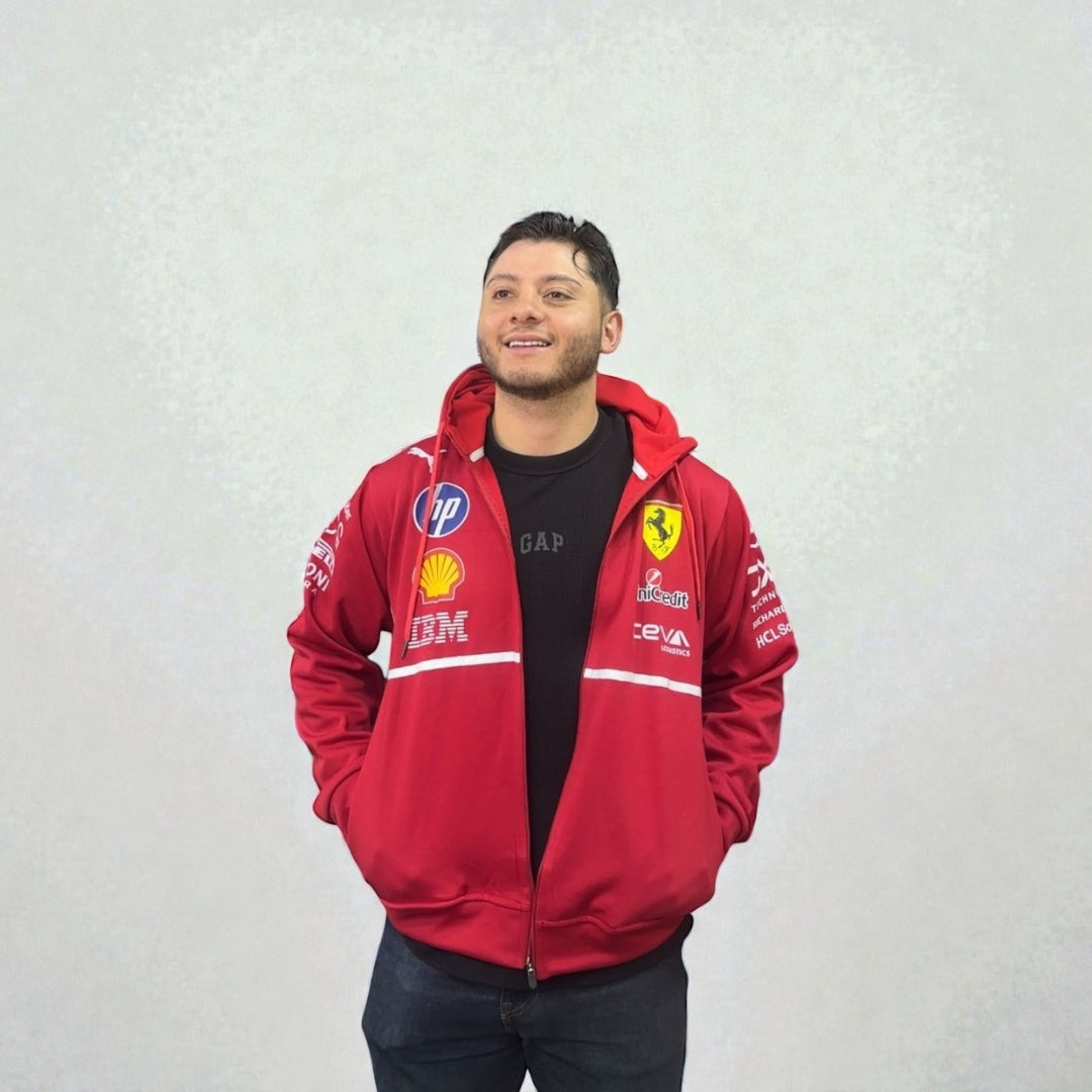 Chaqueta Ferrari Roja – Estilo Racing Oficial | Elegancia y Pasión por la Velocidad