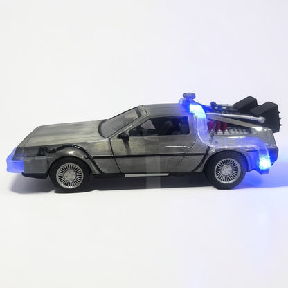 DeLorean Volver al Futuro con Luces Jada Escala 1:24 | Máquina del Tiempo Modelo de Colección