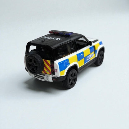 Land Rover Defender 1:32 Policial – Edición de Colección en Metal | Patrulla Élite para Exhibición