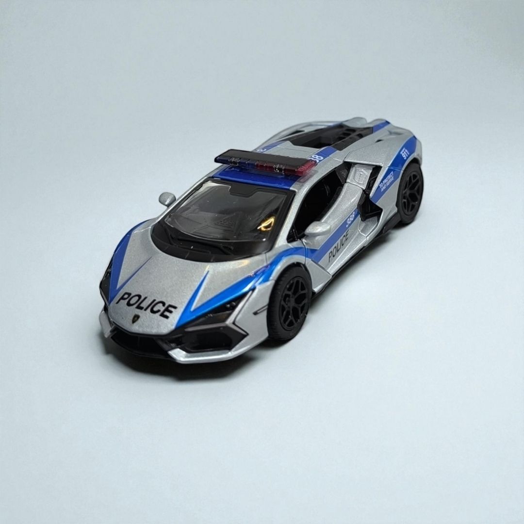 Lamborghini Revuelto Policía y Bomberos 1:32 – Edición de Colección en Metal | Superauto de Rescate