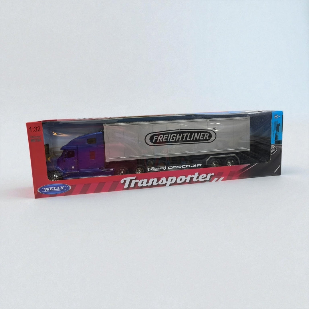 Freightliner Columbia 1:32 con Tráiler Azul – Camión de Carga Imponente en Edición Coleccionable