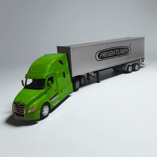 Freightliner Cascadia 1:32 con Tráiler Verde – Camión de Carga Moderno en Edición Premium