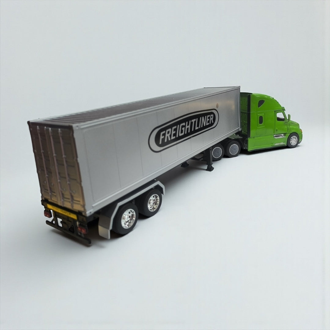 Freightliner Cascadia 1:32 con Tráiler Verde – Camión de Carga Moderno en Edición Premium