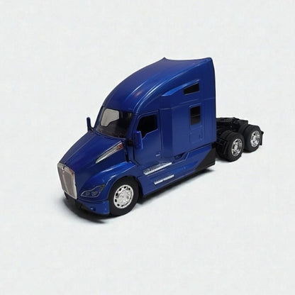 Kenworth T680 Cabezal Rojo y Azul Escala 1:32 – Tractocamión Moderno de Colección