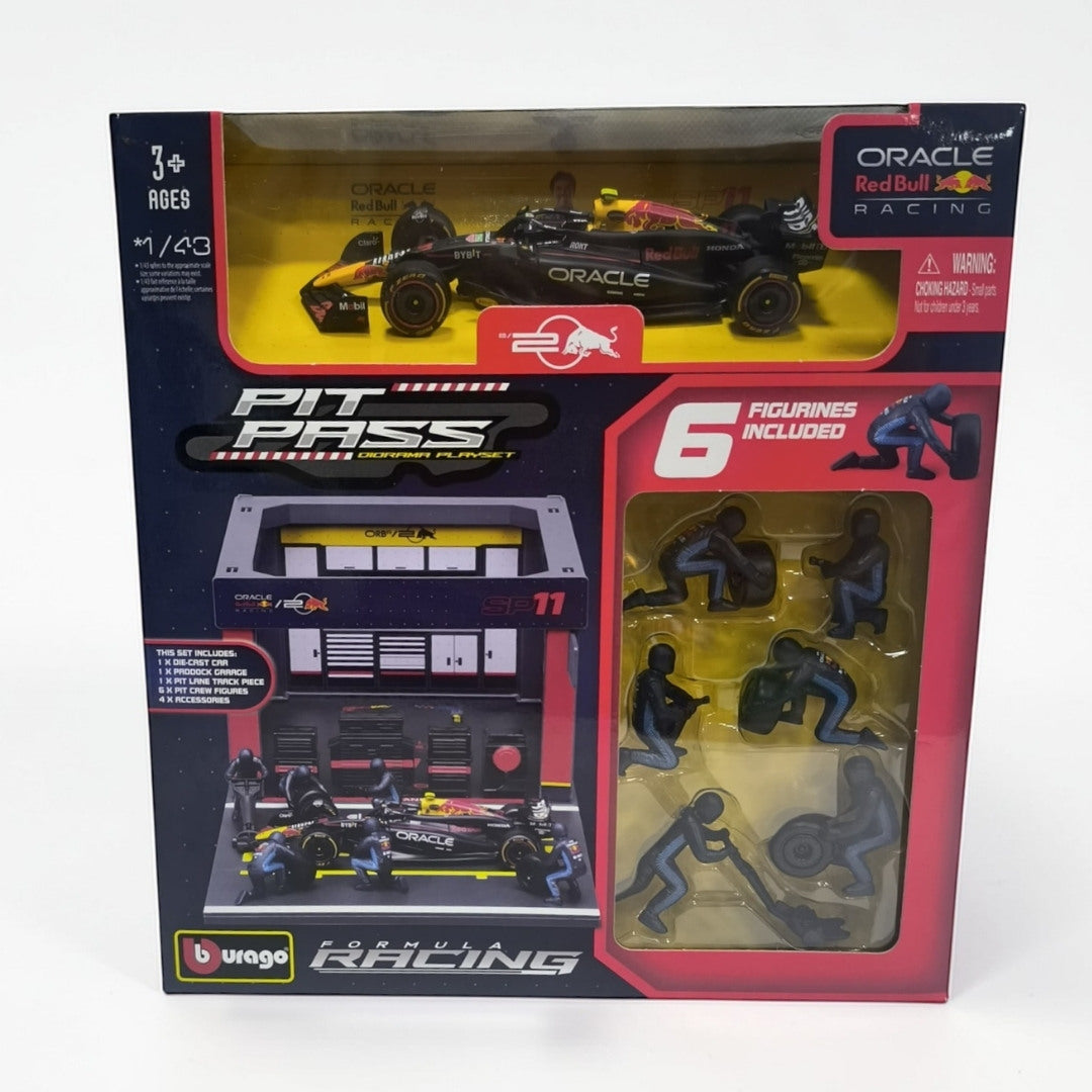 Set Armable Bburago Pit Pass Red Bull RB20 #11 Escala 1:43 – Pit Stop Fórmula 1