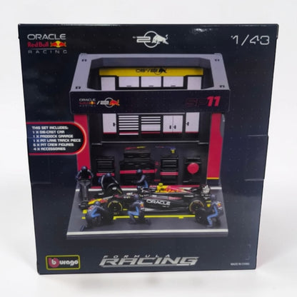Set Armable Bburago Pit Pass Red Bull RB20 #11 Escala 1:43 – Pit Stop Fórmula 1