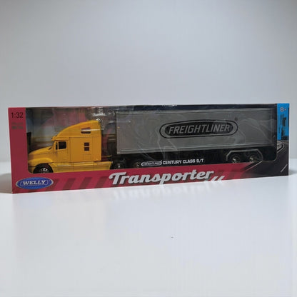 Freightliner Columbia 1:32 con Contenedor – Modelo de Colección en Metal (Amarillo)