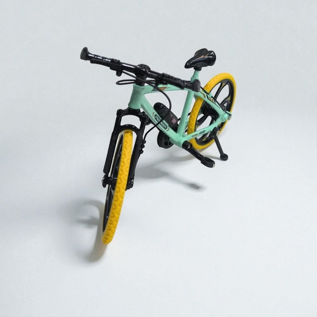 Bicicleta de Colección  – Modelo Deportivo en Metal con Llantas Amarillas | Detalle Premium para Exhibición