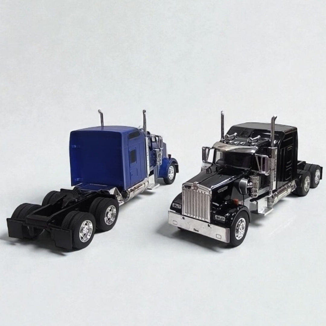 Kenworth W900 Cabezal Negro y Azul Escala 1:32 – Tractocamión Clásico de Colección
