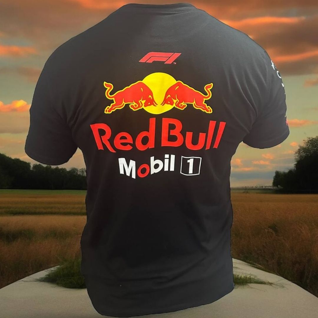 Camiseta Negra Red Bull Racing - ¡Potencia y Estilo en Cada Carrera!