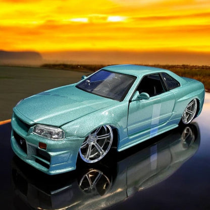 Brian's Nissan Skyline GT-R R34 1:24 – Modelo a Escala – Deportivo Legendario de Rápidos y Furiosos