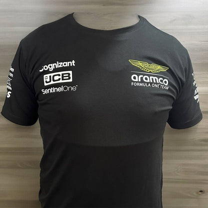 Camiseta Negra Aston Martin 14 - Elegancia y Espíritu de Competición con Fernando Alonso