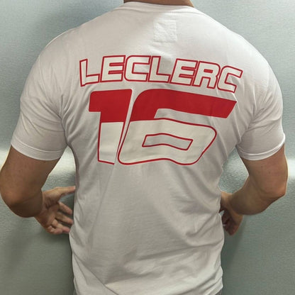 Camiseta Blanca Ferrari 16 - ¡Elegancia y Velocidad con Charles Leclerc!