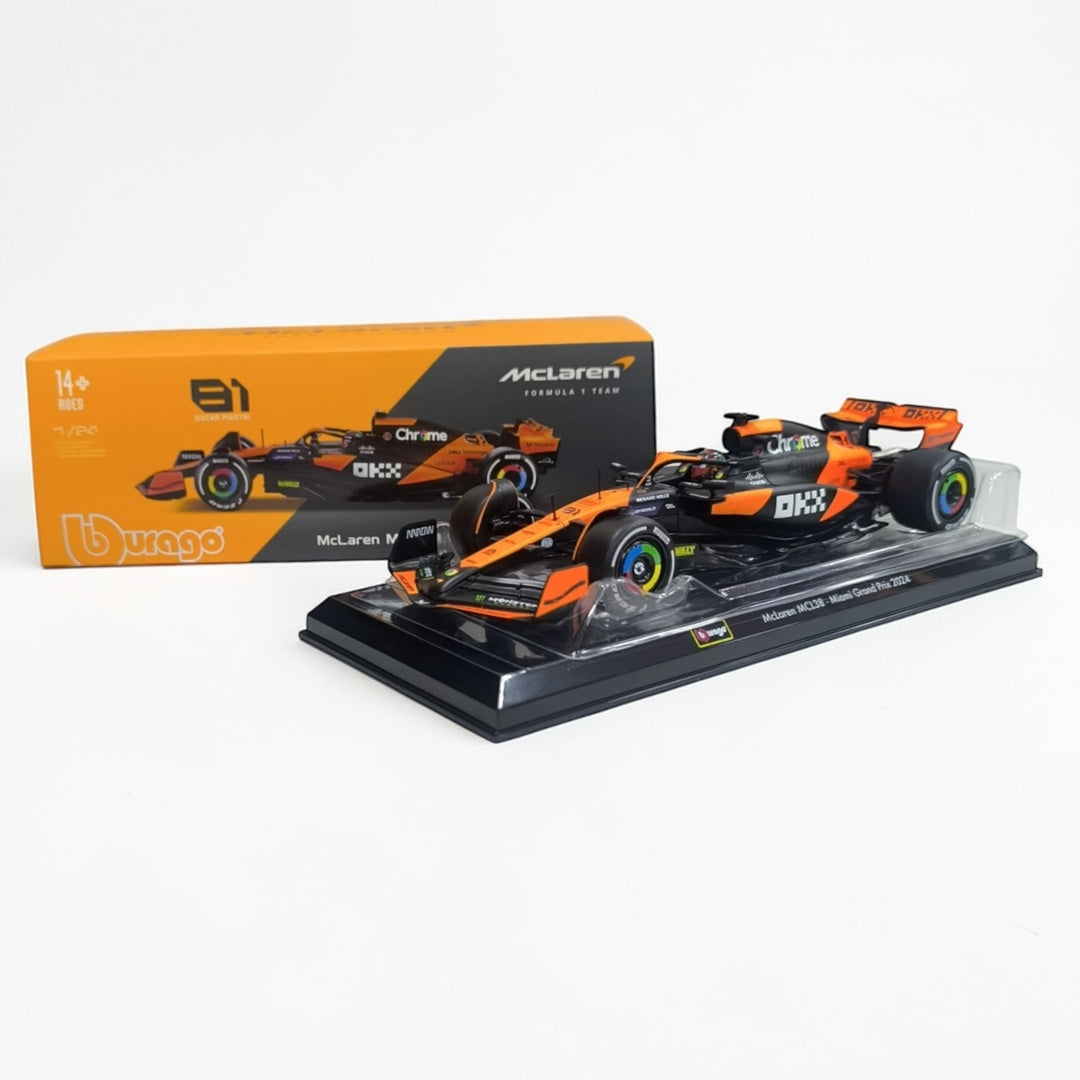 McLaren MCL38 2024 #81 Oscar Piastri 1:24 Bburago – Auto Fórmula 1 de Colección