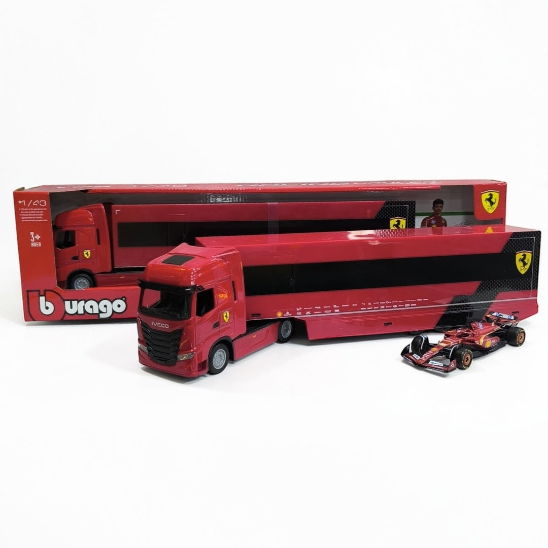 Tractomula Ferrari con Monoplaza F1 1:43 – Camión Transportador de Colección